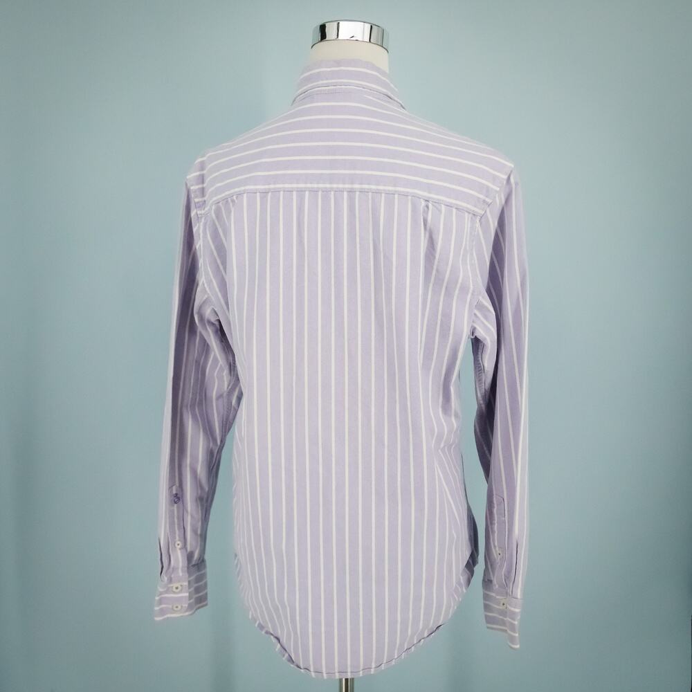 Boden Size Medium M Purple White Stripe Collared Button Long Sleeve Cotton Top - Picture 3 of 6